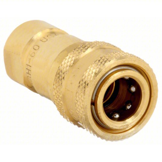 Parker BH1-60 Hydraulic Quick Connect Hose Coupling, Brass Body, Sleeve Lock, 1/8"-27 Thread Size, 60 Series