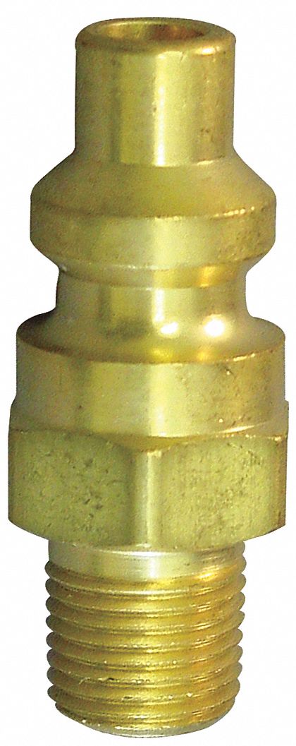 Hansen A4L Quick Coupler Plug for Acetylene, UNF 9/16 in LH, Brass, Red Color Code, 15 psig Max, OSHA Compliant
