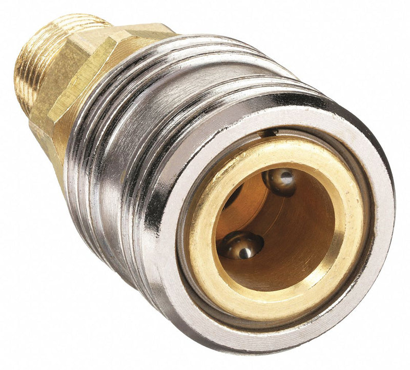 Hansen 1100 Industrial Quick-Connect Air Coupling Body (Socket), 1/4 in MNPT, Brass, 2,000 psi, 679 lpm, Nitrile Seal