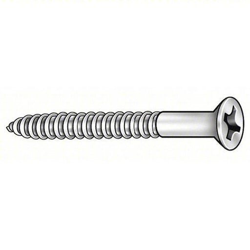 Fabory U25120.013.0100 Wood Screw #6 Size, 1 in Lg, Steel, Zinc Plated, Flat, Phillips, Partially Threaded Thread, 100 PK