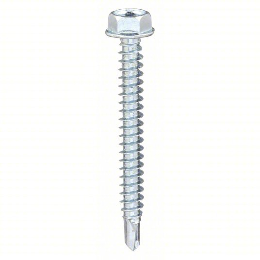 Fabory U31810.025.0200 Self Drilling Tapping Screw 1/4" Size, 2 in Lg, Steel, Zinc Plated, Hex Washer, External Hex, 50 PK