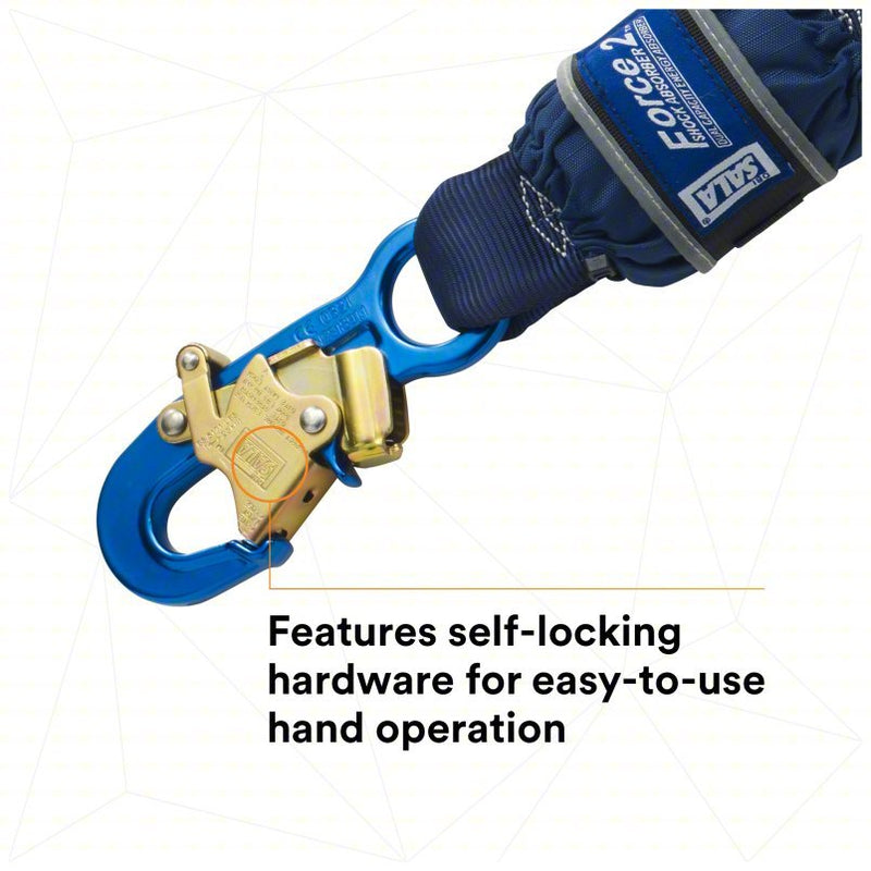 3M DBI-Sala 1246032 Shock-Absorbing Lanyard Shock Pack, Aluminum Rebar Hook, Aluminum Snap Hook, 2 Legs