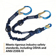 3M DBI-Sala 1246032 Shock-Absorbing Lanyard Shock Pack, Aluminum Rebar Hook, Aluminum Snap Hook, 2 Legs