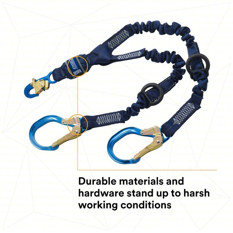 3M DBI-Sala 1246032 Shock-Absorbing Lanyard Shock Pack, Aluminum Rebar Hook, Aluminum Snap Hook, 2 Legs