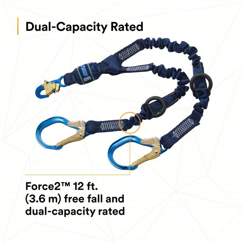 3M DBI-Sala 1246032 Shock-Absorbing Lanyard Shock Pack, Aluminum Rebar Hook, Aluminum Snap Hook, 2 Legs