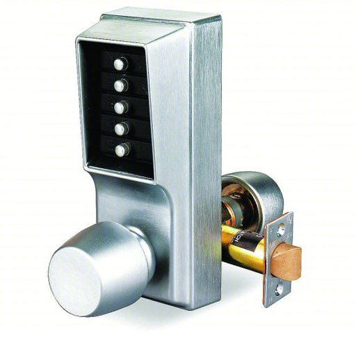 Simplex 101226D41 Mechanical Push Button Lockset Knob, Entry, Factory Left/Field Reversible, Satin Chrome
