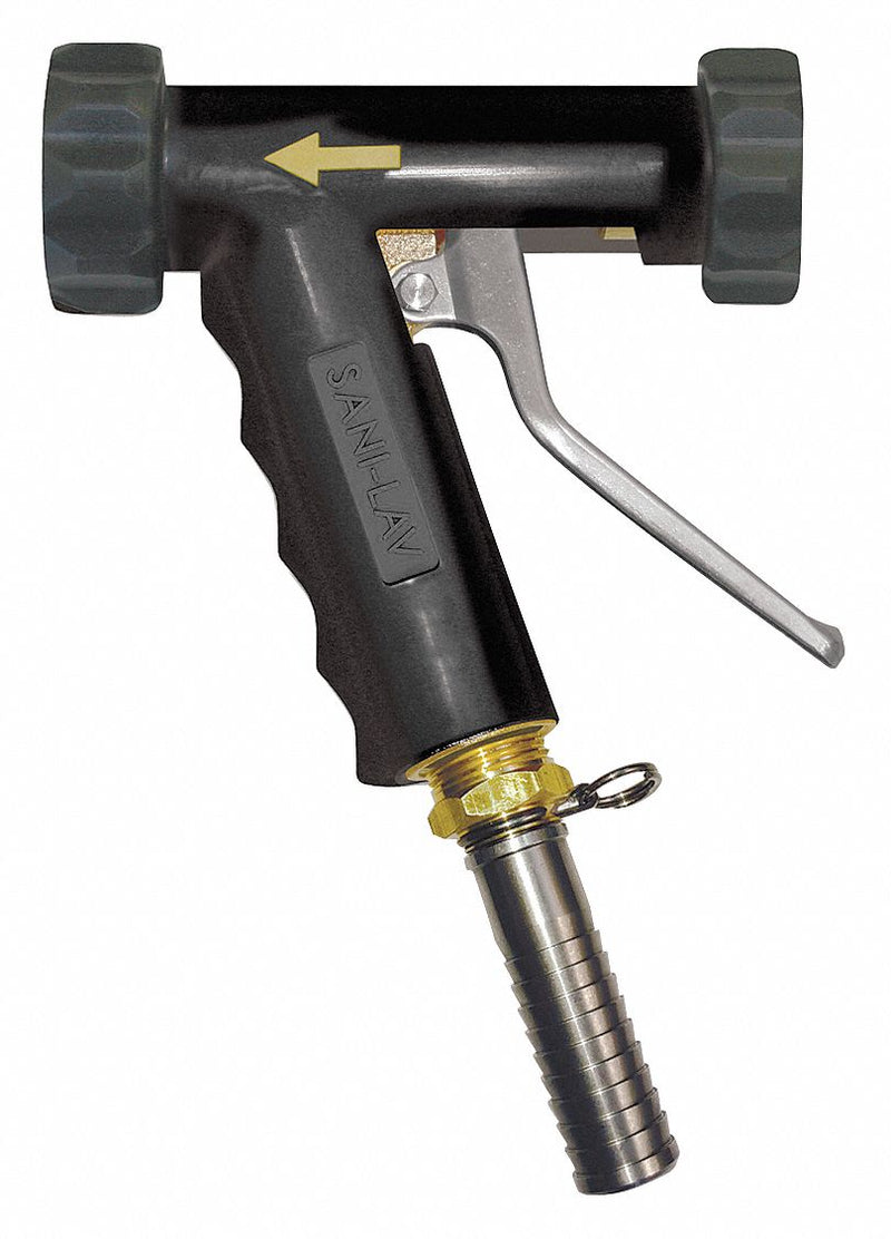 Sani-Lav N81B20 Water Saver Spray Nozzle, 3/4 in GHT Female, 150 psi, 5.3 gpm, Brass/Stainless Steel, Black, 5-1/4 in