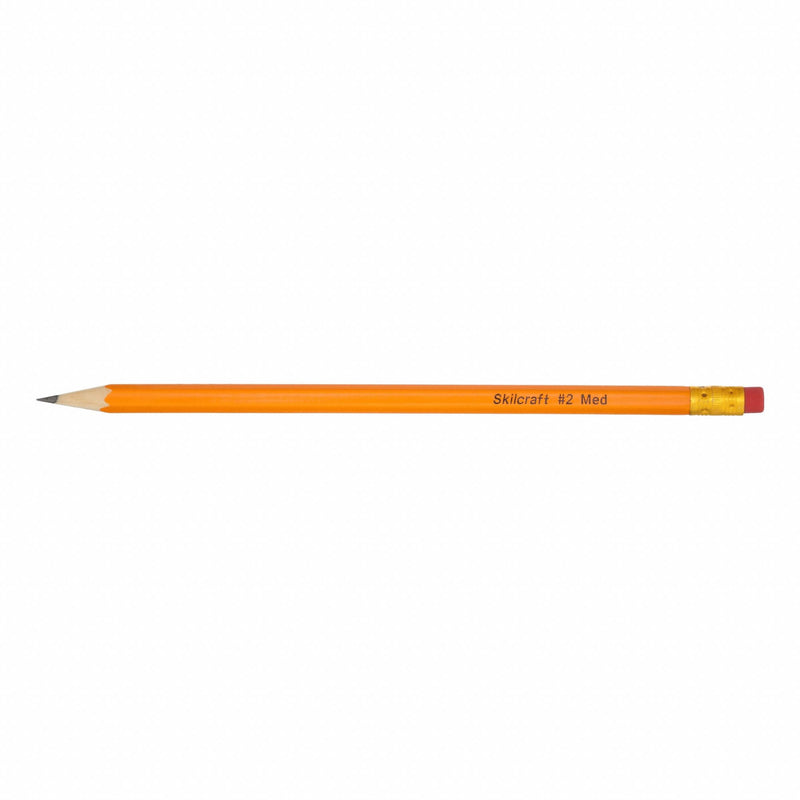 Ability One 7510-00-281-5234 Pencil, SKILCRAFT®, HB, 2.12 mm Point Size, Std, Yellow, Wood, Eraser Included, 12 PK