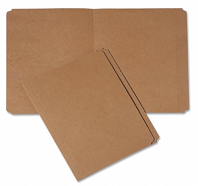 AbilityOne 7530-00-663-0031 File Folders, 8 1/2 in Ht, 11 in Wd, Brown, Pressboard, Top Tab Location, 100 PK