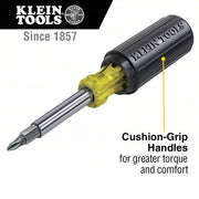 Klein 32500 Multi-Bit Screwdriver / Nut Driver, 11-in-1, Ph, Sl, Sq, Torx Bits, 6-Piece, 8 Tips