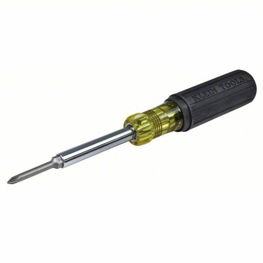 Klein 32559 Multi-Bit Screwdriver #1/1/4 in/#2/3/16 in/5/16 in Tip Size, 4 Tips, 9 in Overall Lg