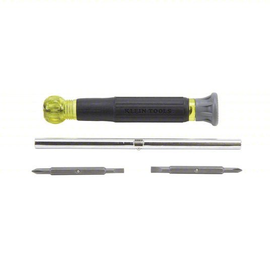 Klein 32581 Multi-Bit Screwdriver #0/#00/1/8 in/5/32 in Tip Size, 4 Tips, 6 1/2 in Overall Lg, ANSI