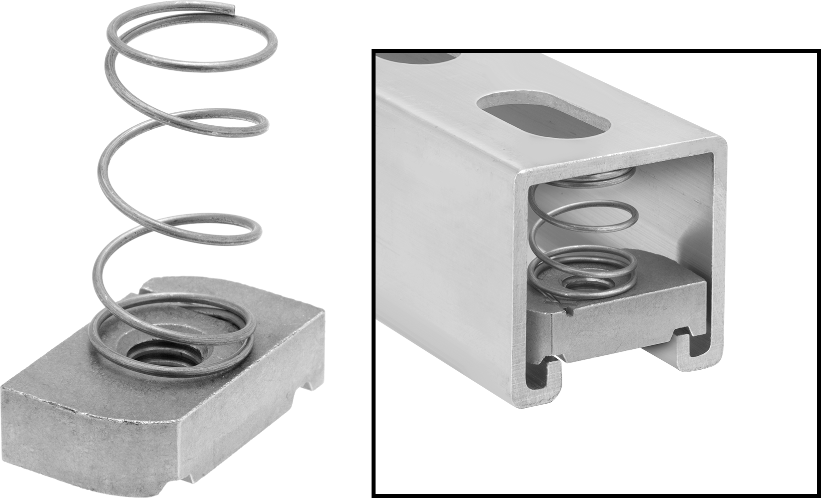 McMaster 3259T14 Spring-Loaded Strut Channel Nut, Zinc-Plated Steel, 3 ...
