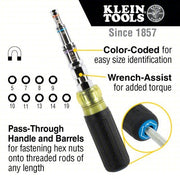Klein Tools 32809MAGM 11-in-1 Pass-Through Magnetic Multi-Nut Driver, Metric