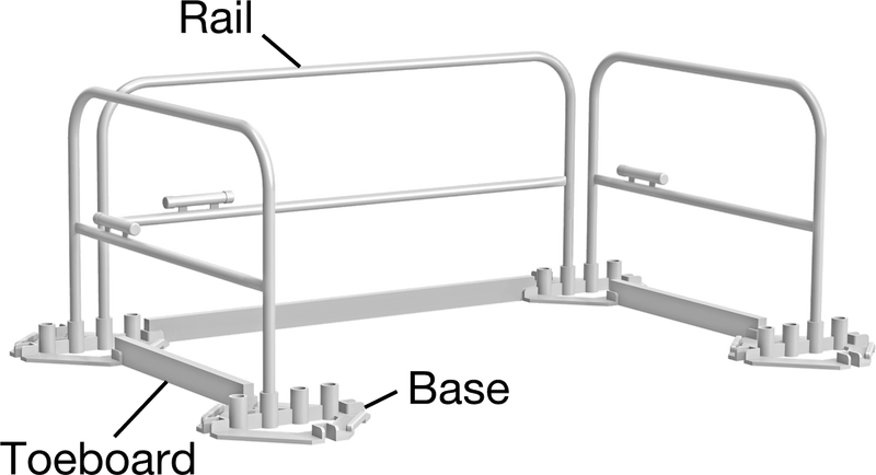 McMaster 3294T53 No-Drill Railing, Powder-Coated Steel, 10 ft Long, 42" Top Rail Height, OSHA Compliant, Yellow