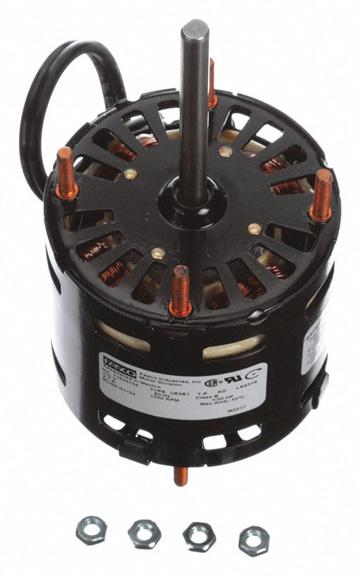 Fasco D1124 Motor, Stud, Shaded Pole, Single Phase, 1/20 hp, 1,550 RPM, 3.3 Frame Size, 115V AC, Auto