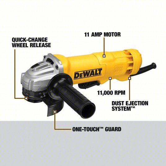 DeWalt DWE402N Angle Grinder 11 A, 11,000 RPM Max. Speed, Paddle, Adj Guard/Lock-Off Switch