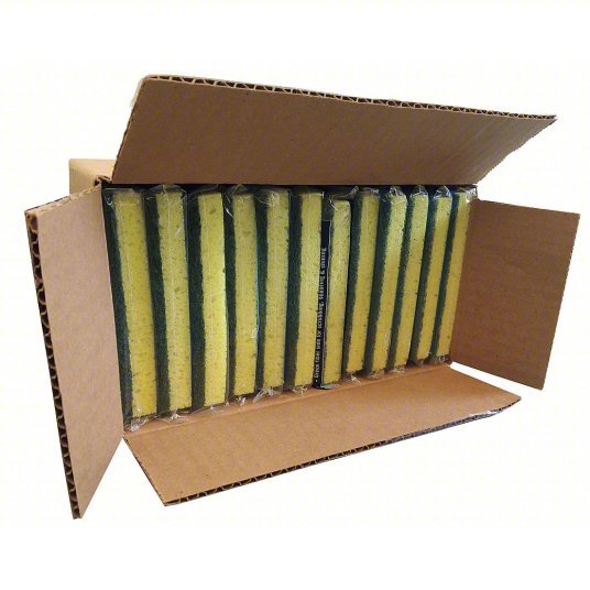 Ability One 7920-01-463-2977 Scrubber 4 3/4 in L Green/Yellow PK12