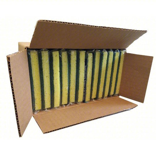 Ability One 7920-01-463-2977 Scrubber 4 3/4 in L Green/Yellow PK12