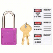 Master Lock 410PRP Lockout Padlock Keyed Different, Thermoplastic, Std Body, Metal, Purple