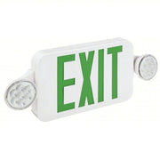 Compass CCG Exit Sign with Emergency Lights White, 1 or 2 Faces, Green, LED, Ceiling/End/Wall, Nickel Cadmium