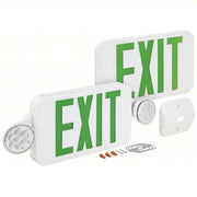 Compass CCG Exit Sign with Emergency Lights White, 1 or 2 Faces, Green, LED, Ceiling/End/Wall, Nickel Cadmium