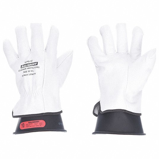 Salisbury GK011B/9 Electrical Rubber Glove Kit, Leather Protectors, Glove Bag, Black, 11 in, Class 0, Size 9, 1 Pair