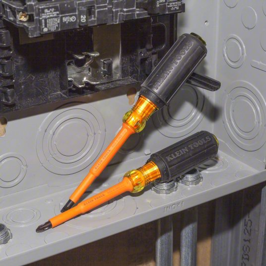 Klein 33532-INS ESD Safe Insulated Screwdriver Set 2 Pieces, Phillips/Slotted Tip, 1/4 in Tip Size