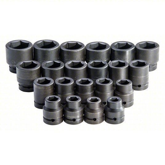 Proto J76122 Impact Socket Set 1 in Drive Size, 21 Pieces, 3/4 in to 2 in Socket Size Range, (21) 6-Point