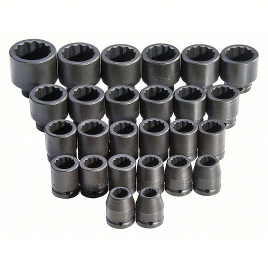 Proto J72106M Impact Socket Set 3/4 in Drive Size, 26 Pieces, 17 to 50 mm Socket Size Range, (26) 12-Point