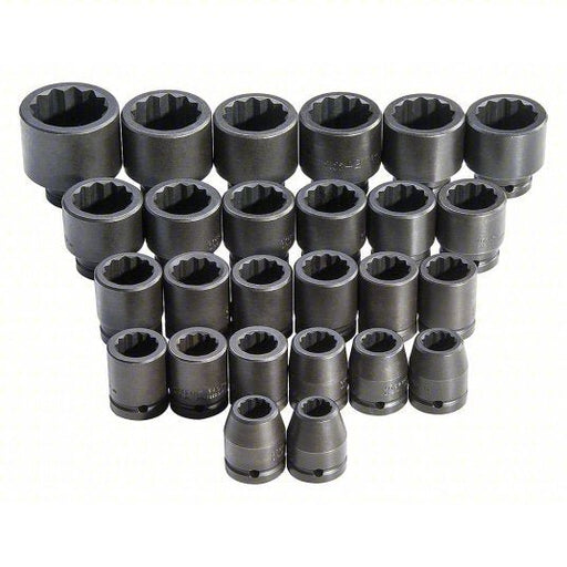 Proto J72106M Impact Socket Set 3/4 in Drive Size, 26 Pieces, 17 to 50 mm Socket Size Range, (26) 12-Point