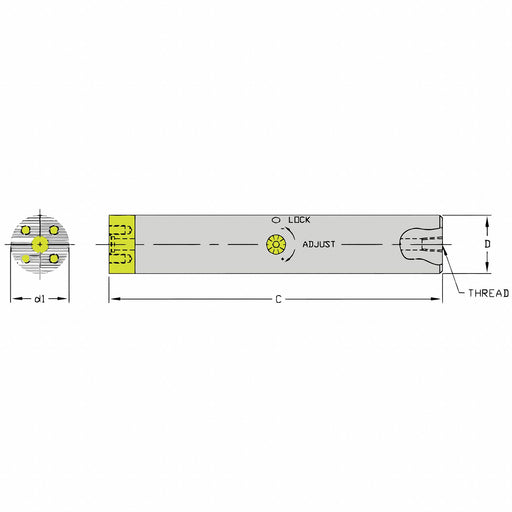 Ultra-Dex USA 910-000-057 Indexable Boring Bar, SCFT B1250-16