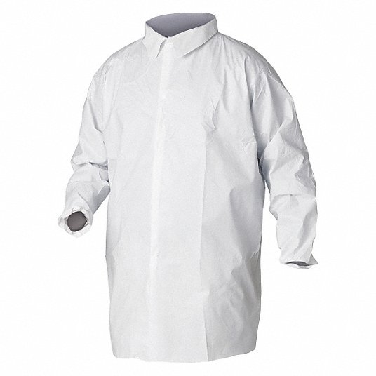 Kleenguard 44446 Disposable Lab Coat Microporous Film Laminate, Mandarin Collar, Snaps Closure, 0 Pockets PK30