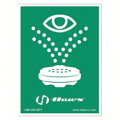 Haws SP175 Emergency Eyewash Sign Plastic, 1 in Ht, 12 in Lg, 10 in Wd, Features Universal/Vertical