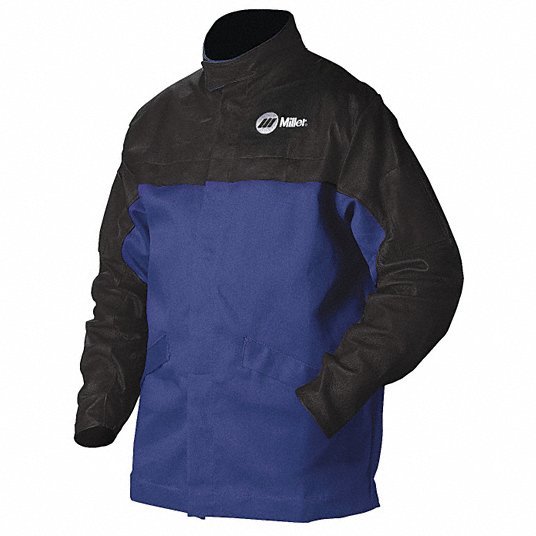 Miller Electric 231083 Combo Weld Jkt, Royal/Blk, Ctn/Leather, XL