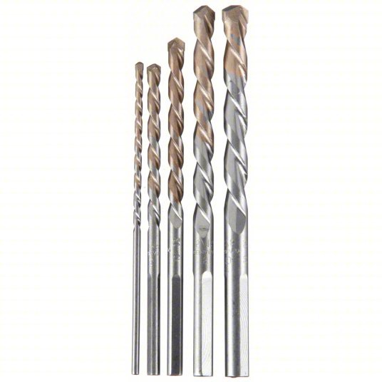 DeWalt DWA56015 Round Shank Drill Bit Set (1/8", 3/16", 1/4", 5/16", 3/8") Bit Size, 5 Drill Bits