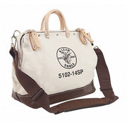 Klein 5102-14SP Tool Bag 14 in W x 6 in D x 12 in H, Brown, Canvas, 10 Pockets, 10 Inside Pockets