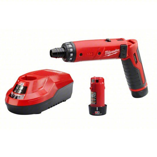 Milwaukee 2101-22 M4 1/4" Hex Screwdriver Kit, Includes Cordless Screwdriver, 2 Batteries, Charger