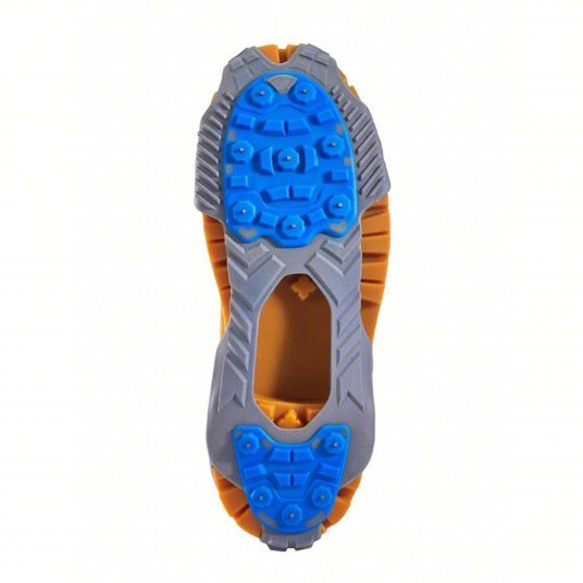 Winter Walking JD6625-M Traction Device Ball/Heel Footwear Coverage, Rubber, Stud, 9 in L x 4-1/2 in W x 2 in H, Blue/Gray