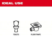 Milwaukee 49-16-3576 Toilet Auger 6 ft Cable Lg, 1/2 in Cable Dia, Bulb Head, For Toilets Fixture Type