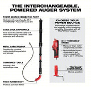 Milwaukee 49-16-3576 Toilet Auger 6 ft Cable Lg, 1/2 in Cable Dia, Bulb Head, For Toilets Fixture Type