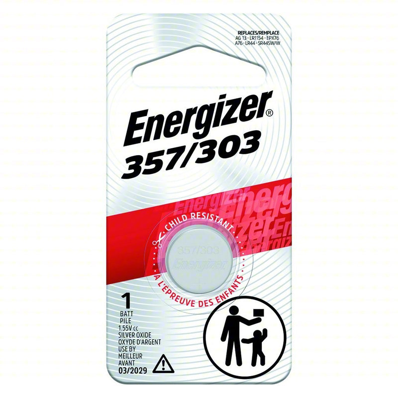 Energizer 357BPZ Button Cell Battery 357 Battery Size, Silver Oxide, 138 mAh Capacity, 1.5V DC