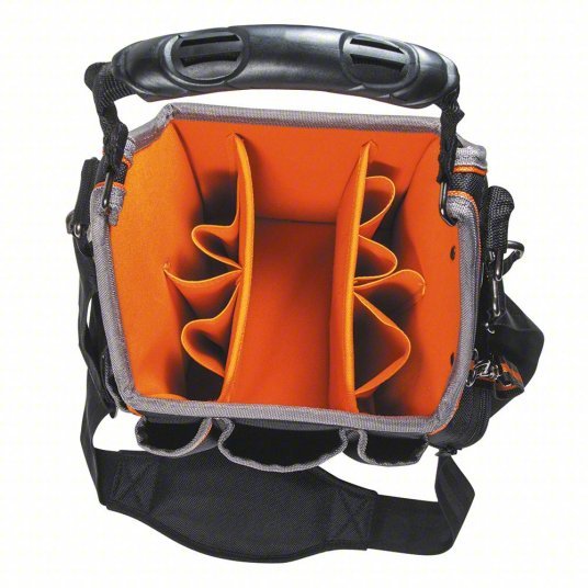 Klein 554158-14 Tool Tote Ballistic Nylon, Black, 11 Outside Pockets, 9 Inside Pockets