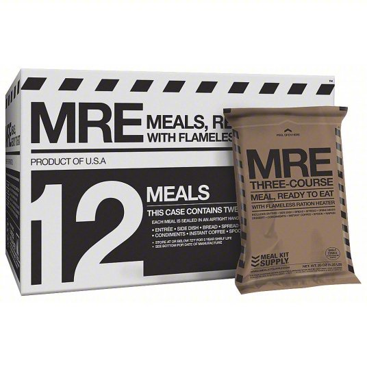 Meal Kit Supply MKA-001 Emergency Food Ration Packet 140 oz, 3 Courses, 1,200 Calories per Meal, 12 PK