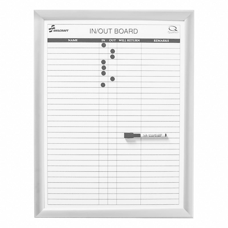 Ability One 7520-01-484-5261 In/Out Board, Steel, Magnetic, Wall Mounted, White, 14 x 11 in