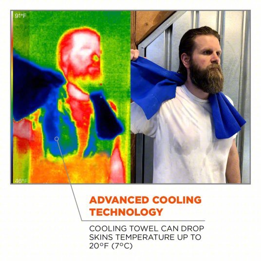 Ergodyne Chill-Its 6602 Evaporative Cooling Towel Blue, Universal, PVA, Evaporative-Cooling