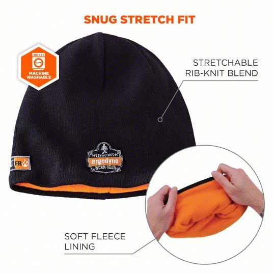 N-Ferno By Ergodyne 6820 Flame Resistant Knit Cap Cotton, Black