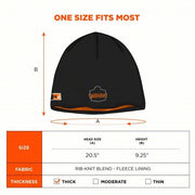 N-Ferno By Ergodyne 6820 Flame Resistant Knit Cap Cotton, Black