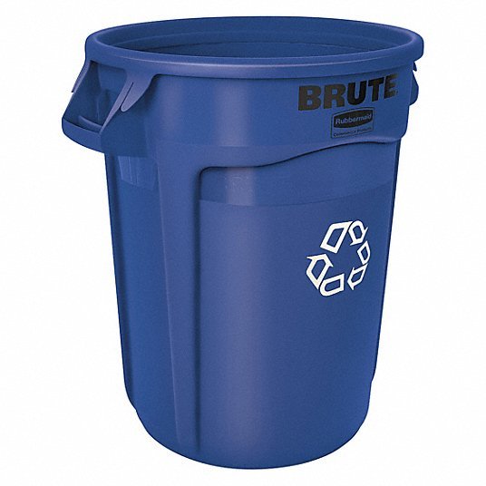 Rubbermaid FG263273BLUE 32 gal Round Polyethylene Recycling Bin, Blue