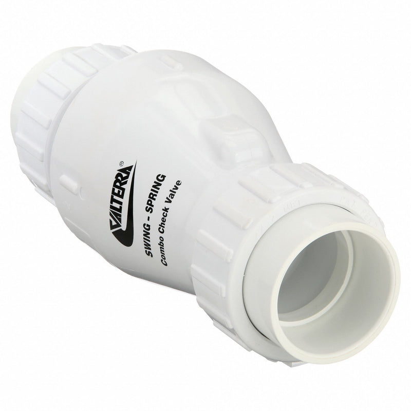 Valterra 200-U20 Check Valve, Swing, Inline Valve Body, 2 in Pipe Size, True Union Socket, PVC, Female, PVC